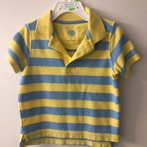 Blue and yellow strip polo